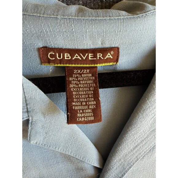 Cubavera Mens 2X/2XT Light Blue Short-Sleeve Button-Up Shirt With Textured Diamo - Picture 5 of 12